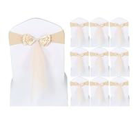 BDSHGRDH Rubans pour Chaise， Nœud en Organza, Fleur Tulle for Dossier de Chaise, for Housses, Ceinture, décoration fête d'anniversaire, hôtel, Spectacle, Rouge, 4 pièces