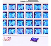 BDSHGRDH Strass， Crystal Stone Applique Blue Glass Decorative Accessorie Crystal Glass Arts and Crafts Dress Sew on Rhinestone Decorative(Blue,16mm 24pcs)