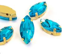 BDSHGRDH Strass， Horse Eye/Leaf Shape Glass Rhinestones with Claw Sew on Crystal Stone Strass Diamond for Clothes Sewing Accessories(Sky Blue,5X10mm 50pcs)