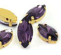 BDSHGRDH Strass， Horse Eye/Leaf Shape Glass Rhinestones with Claw Sew on Crystal Stone Strass Diamond for Clothes Sewing Accessories(Purple,5X10mm 50pcs)