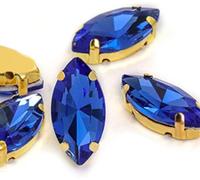 BDSHGRDH Strass， Horse Eye/Leaf Shape Glass Rhinestones with Claw Sew on Crystal Stone Strass Diamond for Clothes Sewing Accessories(Blue,6X12mm 50pcs)