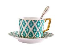 BDSHGRDH tasse， Tasses à café en céramique, condensé, thé, petit-déjeuner, lait, soucoupe, ensemble de tasses avec cuillère vaisselle(Style 2)