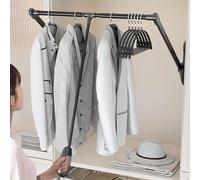 BDSHGRDH Tringle de penderie, Extendable Wardrobe Lift Pull Down Closet Rod, Aluminium Retractable Cabinet Rail Lifter Clothes Hanger Liftable Clothing Finishing Rack(85120cm)