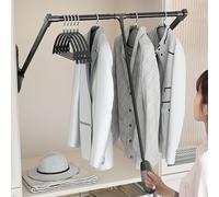 BDSHGRDH Tringle de penderie, Extendable Wardrobe Lift Pull Down Closet Rod, Aluminium Retractable Cabinet Rail Lifter Clothes Hanger Liftable Clothing Finishing Rack(85120cm)