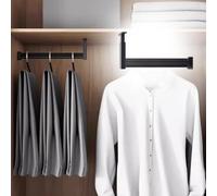 BDSHGRDH Wardrobe Rail, Tringle de penderie Extensible en Alliage d'aluminium, Noire, avec kit Complet(115cm(45 1/4 in))