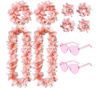 BDSHUNBF 10 PCS Hawaien Lei, Colliers Hawaien, Tropical Hawaien Lei Luau, Fleurs Coloré Colliers, Hawaiian Fleur Guirlandes pour Hawaiian Party Plage Thème Décorations De Fête