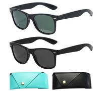 BDSHUNBF 2 Paires Lunettes de Soleil Polarisées pour Homme Femme, Classique Lunettes de Conduite, Lunette de Soleil Surlunettes de Soleil Carré Rétro
