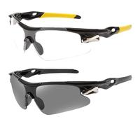 BDSHUNBF 2 PCS Lunettes de Vélo, Lunettes de Soleil de Sport, Lunette de Cyclisme, Lunette de Soleil Sport, pour Hommes Femmes, Protection UV400, pour Activités de Plein Air Comme le Cyclisme