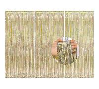 BDSHUNBF 3 Pièces Rideau Métallique de Frange, Rideau Frange Anniversaire, Rideaux à Franges, Tinsel Rideau Shimmer Brillant pour Décoration Fête, Anniversaire Mariage, Noël Party, Halloween
