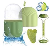 BDSHUNBF Gua Sha et Jade Roller Visage, Ice Roller, Outil de Massage Facial Gua Sha, Massage de la Glace pour les Yeux Réutilisable, Rouleau Massage Visage, pour le Visage, le Cou et le Corps