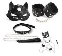 BDSM Bondage Sex Restraints Set Cat Mask Sex Toys, Kits de contraintes avec menottes sexuelles à laisser et col riveté aveugle Engrouement et accessoires de bondage réglables SM Role Play Toy