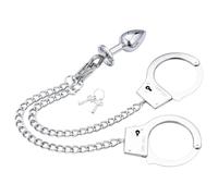 BDSM menottes avec plug anal (argent)