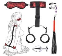 BDSM Set Accessoires Sex Toýs Couple,Kits de Bondage Pour Les Débutants Avec Pinces Pour Mamelons Bouchon Anal, Fouet SM Kits Menottes Sex Lit Pour Femme Sexualité Sex Toýs
