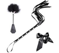 BDSM Sex Adulte Sets Avec Flogger Fouet En Cuir & Masque Pour Les Yeux En Satin & Paddle De Chatouilles à Plumes,Bondage Set 3 Pièces Fétiche Sex Toys,SM Jouet Sexuel Pour Couples Extrême