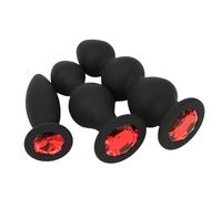 BDSMAGE 3pcs Perles Anales en Silicone, plug anal avec Base en pierre précieuse, femme gode plug Butt plug pour homme femme, anals jouet sexualité couple sextoyse couple plaisir (Noir)