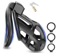 BDSMAGE Cage De Chasteté avec 3 Anneaux Péniens, Ensemble Cage de Chasteté Respirante Bondage SM Cage à Pénis Jouets Sexuels pour Hommes (M)