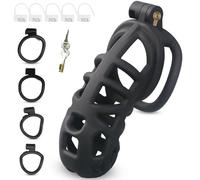 BDSMAGE Cage de chasteté, cage à pénis, cage à bite avec anneaux testiculaires, sextoy, cage à pénis pour hommes, sextoy pour esclaves, ensemble de sextoys pour hommes gays