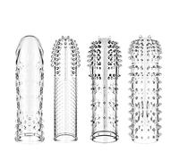 BDSMAGE Manchon Pénien Transparent 4 en 1 Gaines de Pénis de Granule pour I'agrandissement Pénis, l'éjaculation Retardée pour les Hommes