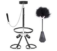 BDSMJOY 7-in-1 Menottes Sex Lit Kits de Bondage Jouet Sexualité Couple Harnais BDSM avec Menottes Sexy érotique Collier BDSM Menottes pour Les Cuisses,BDSMs Set Accessoires SexToys Femme Couple