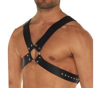 BDSMJOY Punk Body Harnais de poitrine en cuir pour homme, gothique, réglable, sexy, esclave, costume d'épaule, costume de cosplay de nuit, clubwear, noir a, taille unique