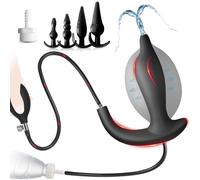 BDSMYEE Plug Anal Gonflable en Silicone avec Pompe Amovible, Dilatateur Anal avec 4 Mini Plugs Anal Douche Anale Masturbation Jouet Sexuel pour Femme Homme Couples