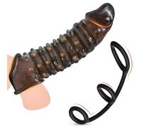 BDSMYOU 2pcs Set Gaines pour Pénis + 3 en 1 Anneau Penien - Anneau Homme,Gaines de Pénis avec Anneaux Testicules,Sex Toys pour Agrandir son Pénis,Extenseur Pénien,Sextoys Homme Extrême (A)