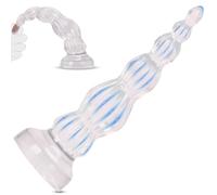 BDSMYOU 38.5CM Plug Anal Plug Anale avec 6 Perles Anales,Gode Anal XXL avec Ventouse,Masseurs de Prostate,Masturbateur Stimulation du point G/P,Sex Toys Anals,Sex Toýs Couple (Transparent, M)
