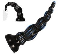 BDSMYOU 38.5CM Plug Anal Plug Anale avec 6 Perles Anales,Gode Anal XXL avec Ventouse,Masseurs de Prostate,Masturbateur Stimulation du point G/P,Sex Toys Anals,Sex Toýs Couple (Noir, M)