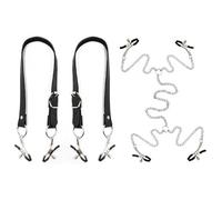 BDSMYOU 4 en 1 Pinces à Tétons pour Clitoris avec Chaîne + 2 Pinces pour Lèvres Vaginales avec Sangle D'écartement,Pince Teton Sexuelle Réglables Kit de Bondage,Fétichistes SM Sex Toýs Couple (A)