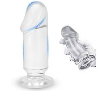 BDSMYOU 5.0 Plugs Anals Gode Realise avec Ventouse - 4 Tailles,Plug Anal Plug Femme Débutante,Plug Anale,Extenseur Femme,Godemichets Masturbateur Sex Toys Anals Godes Plug Ventouse (Transparent, M)
