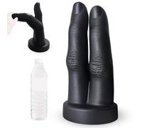 BDSMYOU Godemichets Double Doigt Géant - Design Réaliste Noir avec Veines Anatomiques,Sex Toys Gode XXL Réaliste Large,Gode Anal Plug Anal Double Penetrateur Couple,Sex Toýs Couple (A)