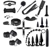 BDSMYOU Kits de Bondage 21 PCS,Kit BDSM avec 10 Gode Plug Anal & Menottes Sex Lit érotique Collier BDSM Cravache Sexy érotique,BDSMs Set Accessoires Sex Toys Anals Godemichets Sex toýs Couple