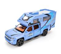 BDTCTK Chevrolet 1/32 Véhicule de camping tout-terrain en alliage de zinc bleu à tirer vers l'arrière avec son et lumière, à partir de 3 ans