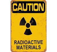 BDTS Caution Radioactive Materials Plaque en métal rétro Vintage en métal sur Mesure 8 x 12 Pouces