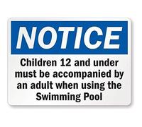 BDTS Notice: Les Enfants de 12 Ans et Moins doivent être accompagnés par Un Adulte Lors de l'utilisation de l'étiquette Plaque en métal 8 x 12 Pouces