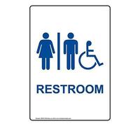 BDTS Panneau en métal Blanc avec Inscription « Restroom » 8 x 12 Pouces