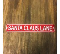BDTS Plaque de rue en métal Père Noël Lane Noël Décoration extérieure ou intérieure Extérieur Intérieur Intérieur Panneau de rue 4 x 16 pouces