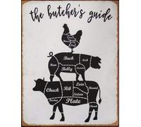BDTS Plaque décorative en métal vieilli Motif boucher's Guide 20,3 x 30,5 cm