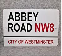 BDTS Plaque en métal avec inscription « Abbey Road City of Western Londres » Inscription « Enseigne » en métal « Land » 20,3 x 30,5 cm
