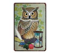 BDTS Plaque en métal en métal Motif Chouette 20 x 30,5 cm