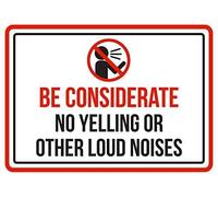 BDTS Plaque en métal Inscription Be Considerate No Yelling or Other Loud Noises Pool Spa Warning Signs Plaque en métal 20,3 x 30,5 cm
