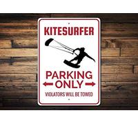BDTS Plaque en métal Kitesurfer avec inscription Kitesurfer Parking 20,3 x 30,5 cm