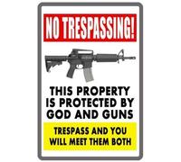 BDTS Plaque métallique en aluminium 20,3 x 30,5 cm avec inscription « No Trespassing God Gun »