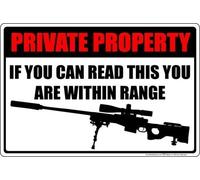BDTS Plaque métallique en aluminium 20,3 x 30,5 cm Private Property Within Range Sniper Fusil