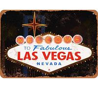 BDTS Plaque métallique en métal avec Inscription Welcome to Fabulous Las Vegas