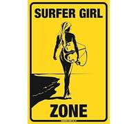 BDTS Plaque murale en métal en aluminium Motif Surfer Girl