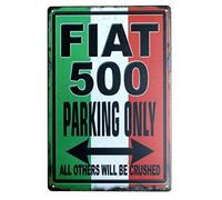 BDTS rétro Décoration en métal Signes Fiat 500 Parking Only Art Decor Tin Sign Posters pour Home (20,3 x 30,5 cm) Tin Sign 20,3 x 30,5 cm, P2263, 7.8inch*11.8inch