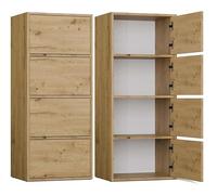 BDW Alma Commode Moderne avec 4 Portes, 50 x 119 x 40 cm, pour Chambre d'enfant, Salon, Couloir, système Tip-on - Chêne Artisan