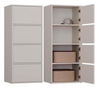 BDW Alma Commode Moderne avec 4 Portes, 50 x 119 x 40 cm, pour Chambre d'enfant, Salon, Couloir, système Tip-on - Cachemire