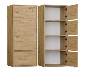 BDW Alma Commode Moderne avec 4 Portes, 50 x 119 x 40 cm, pour Chambre d'enfant, Salon, Couloir, système Tip-on - Chêne Artisan